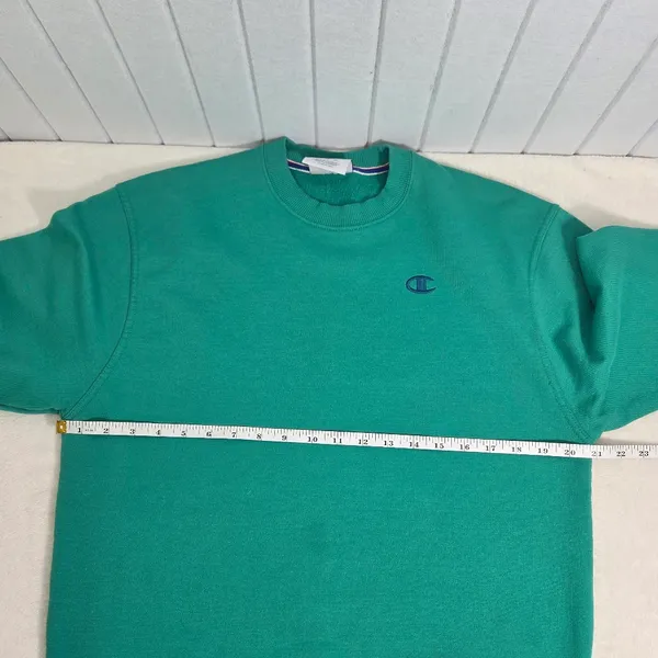 Champion crewneck‎ Vintage Green Sweatshirt Unisex Size S - Image 5