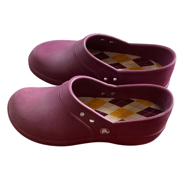 Crocs Alice Work Clogs Womens 8 Purple Burgundy Mules Slip Resistant Shoes - Image 4