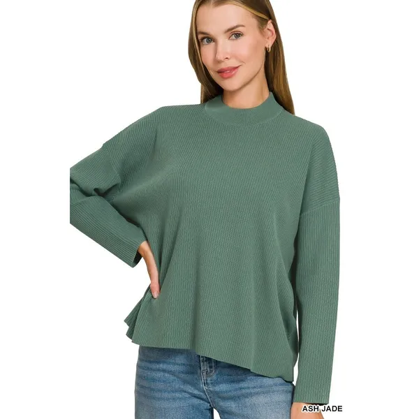 Zenana Viscose Sweater Top &‎ Pants Set - Ash Jade - Small - Image 2