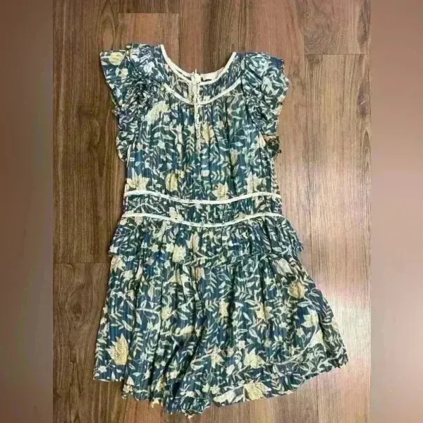 Ulla Johnson Romper Endah Playsuit Floral Retails $445 Bohemian Teal Fairy 6‎ - Image 3