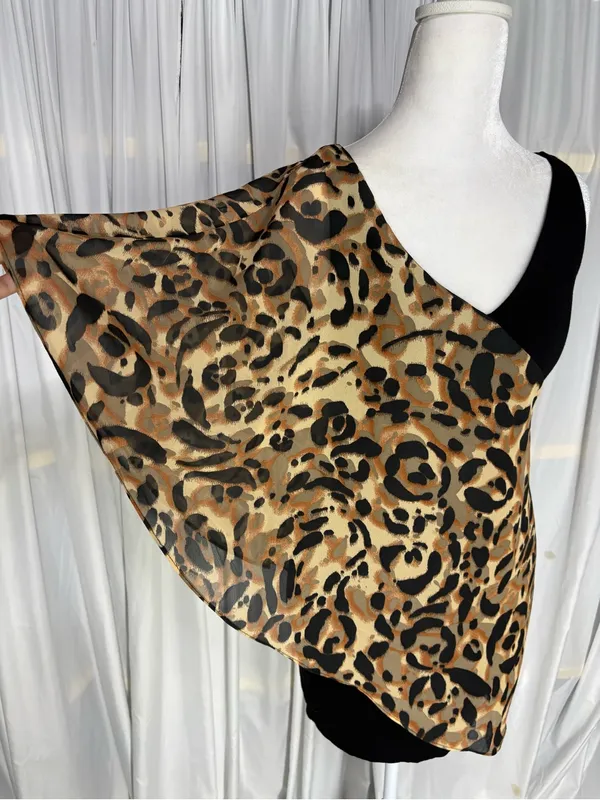 bebe Asymmetrical Leopard-Print Dress Y2K Black & Tan XS - Image 4