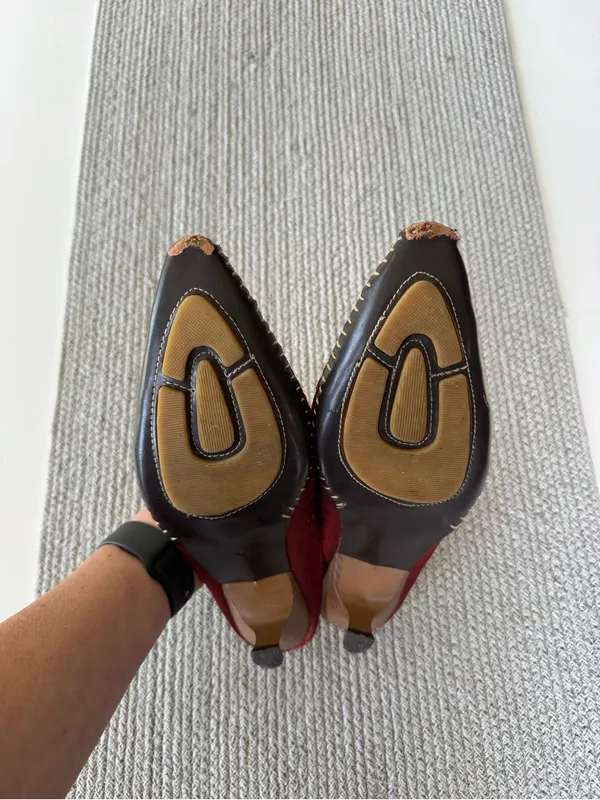 J. Jill Burgundy Textured Pointed Toe Slip-On Kitten Heels Mules 8.5 - Image 6