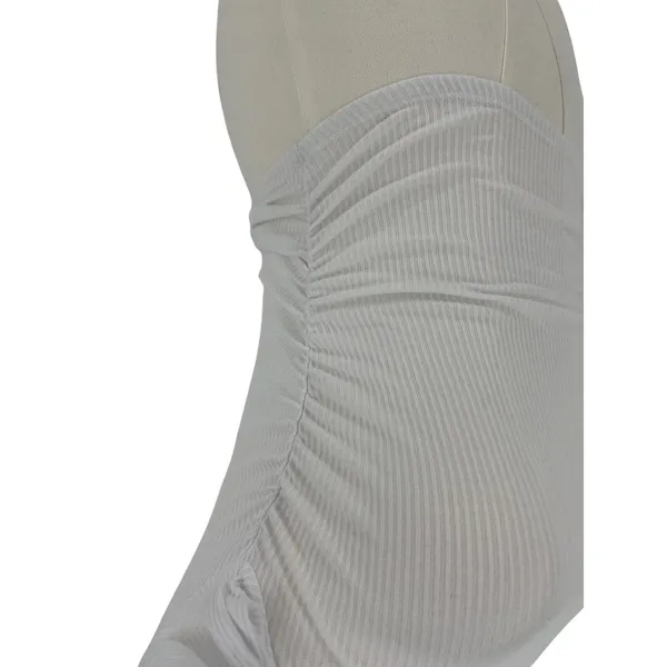 Alo Yoga Gather Long Sleeve White Ribbed Ruched Crop Top XS - Image 9