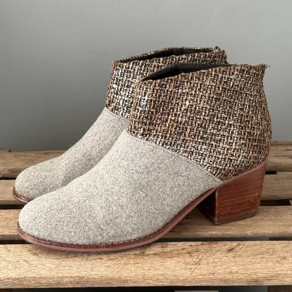 Toms Leila Wool‎ Felt Ankle Boots Size 8 A30 - Image 2