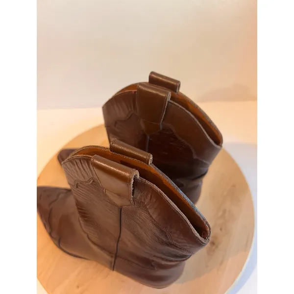 90s Nine West Brown Western Genuine Leather Point Toe Boot Size 7.5 Brazil Made - Image 7