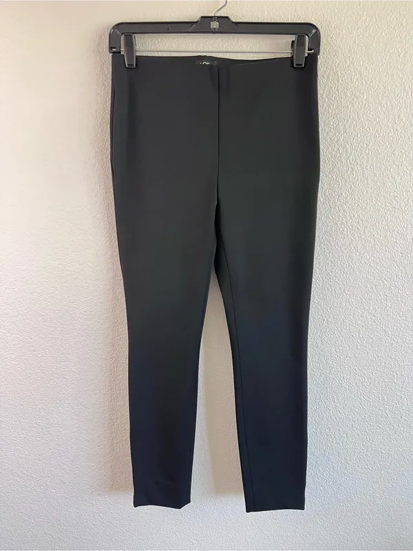 LOFT Women's High Waist Ponte Stretch Black Ankle Zip Legging Trouser‎ Cropped - Image 2