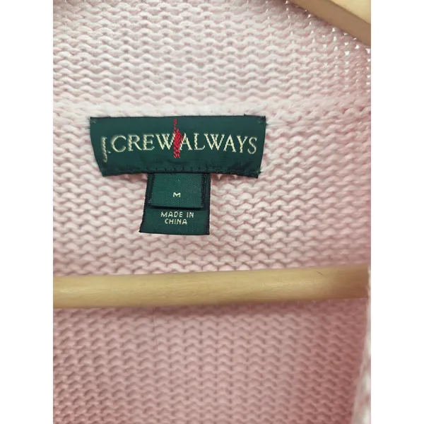 J.Crew Sweater Womens M Always Mock Neck Pink Cotton Shaker Knit EUC - Image 2