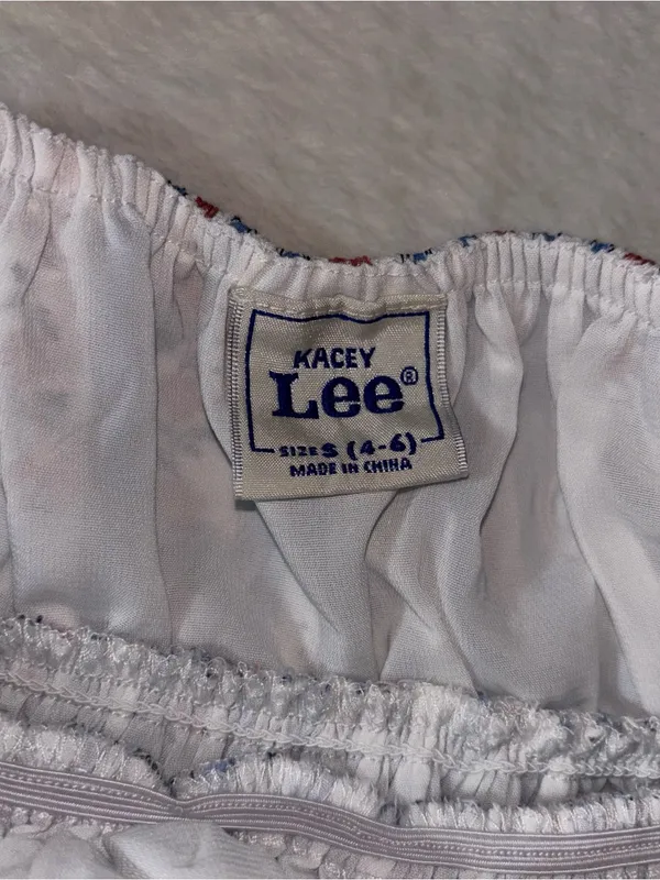 New Kacey Lee Blue & White Striped Floral Tie-Shoulder Dress - Image 2