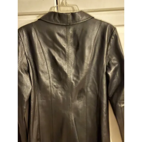 East 5th Womens Black Genuine Leather Zip Up‎ Jacket Size Small Tailored Coat - Image 4