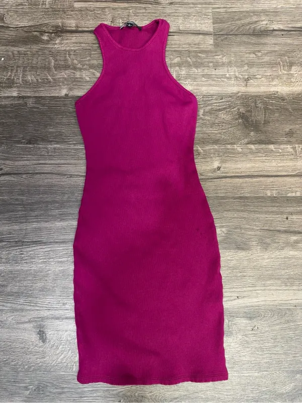 Lulus Magenta Ribbed Racerback Bodycon Midi Dress Size - Image 2