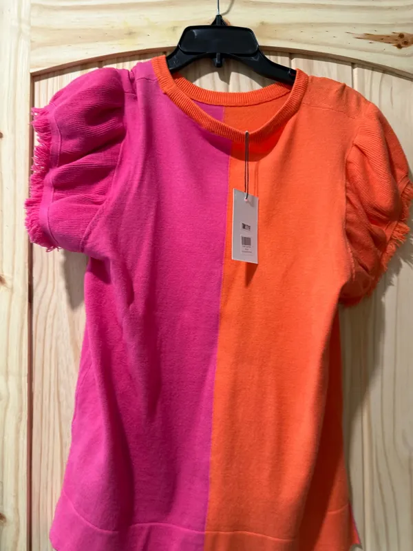 orange and pink summer shirt Size M - Image 3