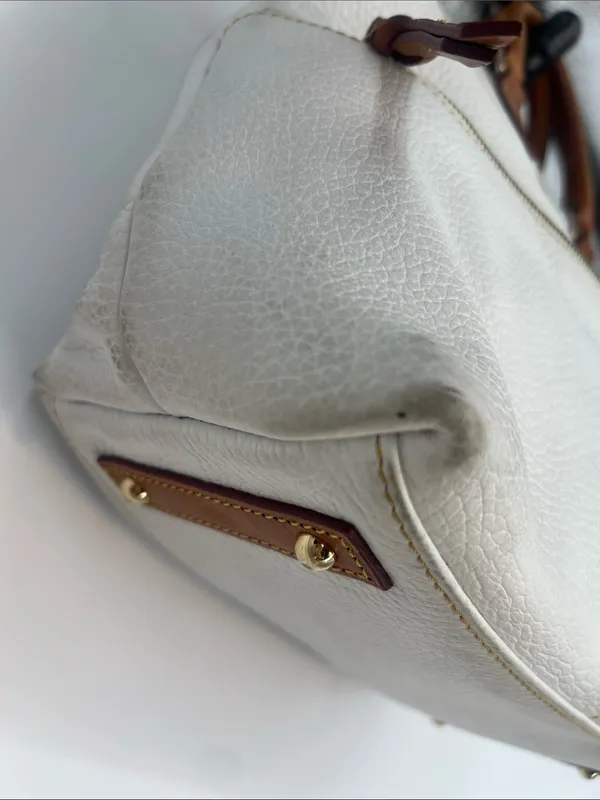 Dooney & Bourke Pebble Grain Domed Satchel White Purse Bag - Image 7