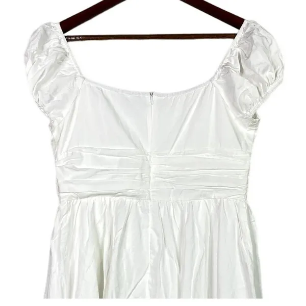 NWT Cider Linen Blend Ruched Ruffle Square Neck Mini Dress Zip Back Large White - Image 6