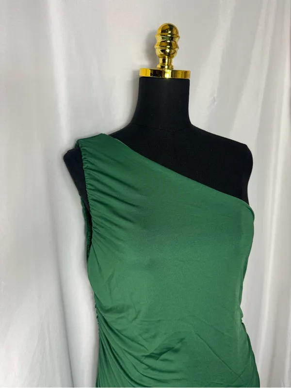 Botique style homecoming party fits One-Shoulder Emerald Green Sheath Dress XL - Image 4