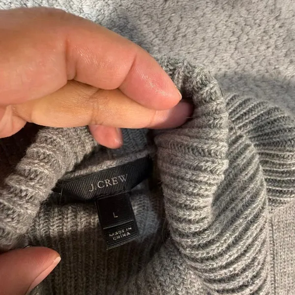 J. Crew Gray Cable-Knit Turtleneck Sweater Wool Blend Dress Large Knee Length - Image 4