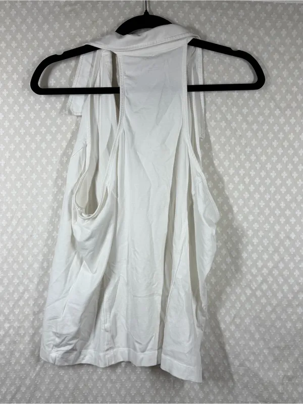 Anthropologie Pilcro White Cotton Blend V Neck Polo Tank Top - Image 5