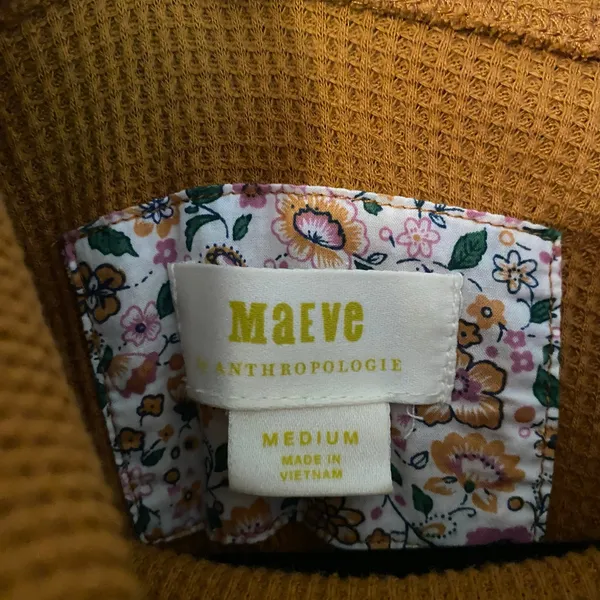 Maeve Anthropologie Burnt Orange Waffle Knit Cowlneck Sweater Loungewear Medium - Image 2