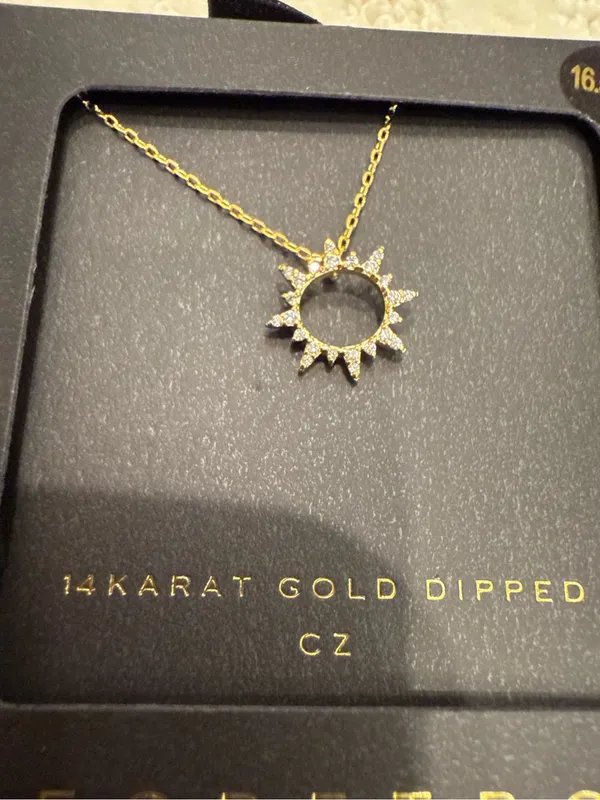 Secret Box New York 14K Gold Dipped CZ Sunburst Pendant Necklace NWT - Image 3