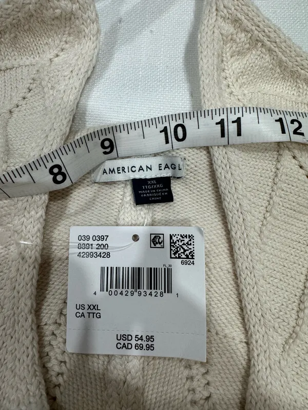NWT American Eagle Beige Crochet Knit Halter Romper - Image 5
