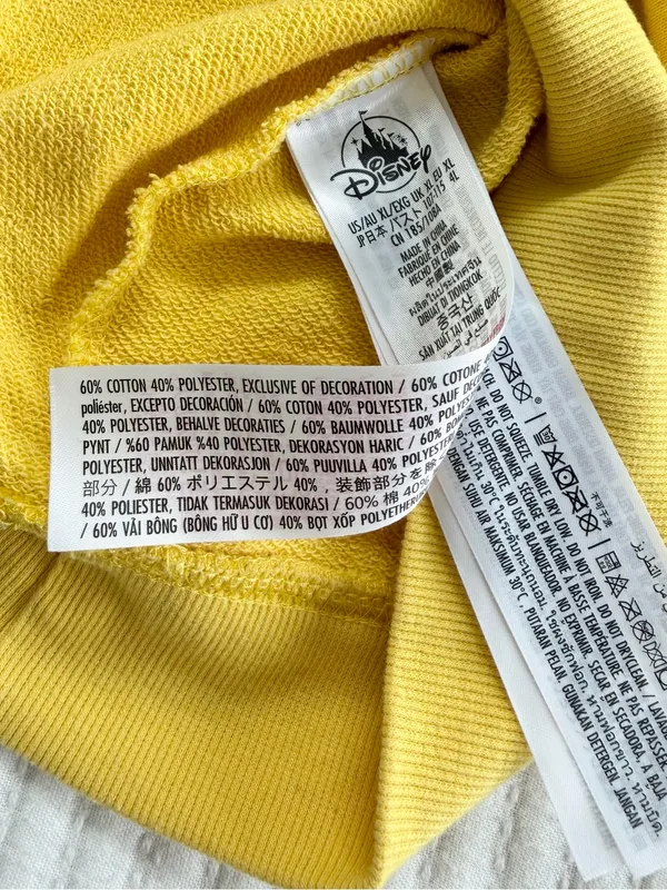 Mickey Mouse Walt Disney World Parks Crewneck Sweatshirt Bright Germany Yellow - Image 4
