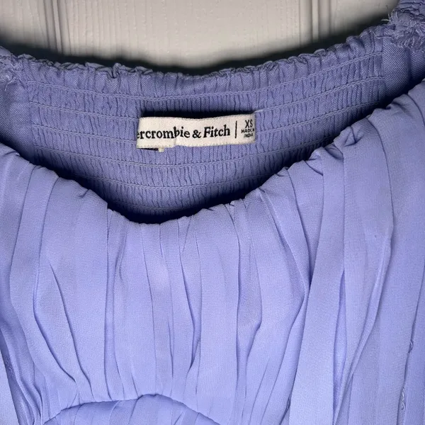 Abercrombie & Fitch Emerson Poplin Sleeve Dress Lavendar Purple Pleated Top XS - Image 3