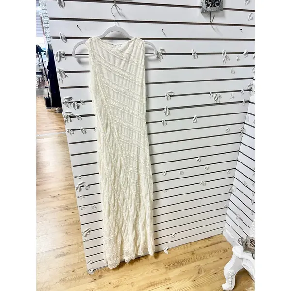 NA-KD Sleeveless Lace Seam Detail Bodycon Maxi Dress Off White Women's Size XXS - Image 8