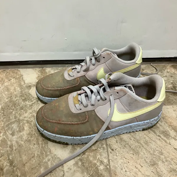 Nike Air Force 1 Low Crater Sneakers ‘Pure Platinum/Barely Volt’, women’s 9 - Image 3
