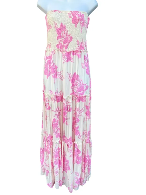 LIKE NEW Anthropologie Abel the Label Floral Smocked Tiered Strapless Maxi Dress - Image 2