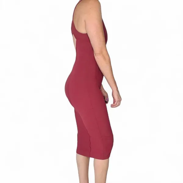 Lululemon Maroon Ribbed BodyCon Open Back Sleeveless Dress - Image 5