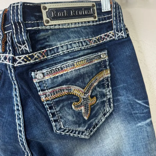 Rock Revival NWOT Charon Skinny Y2K Embellished Western Low Rise Jeans Size 30 - Image 8