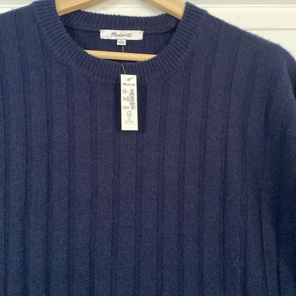NWT Madewell Navy Ribbed Wool Blend Midi Sweater Dress Size Small - Image 5