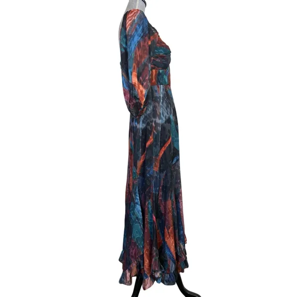 Anthropologie Hutch Twist Front Puff Sleeve Ruffle Hem Dress 4 Wedding Guest - Image 4
