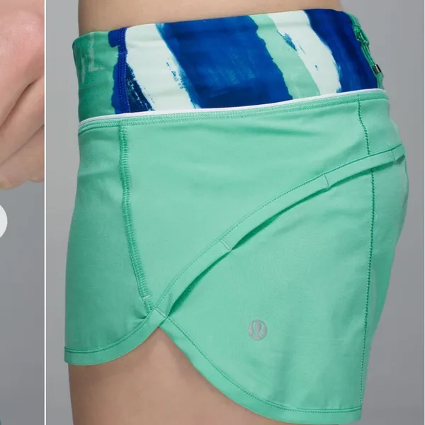 Lululemon Speed‎ Short 4-Way Stretch Menthol / Brush Strokes Harbor Blue 2 - Image 3