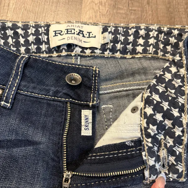 Ariat REAL Denim Mid Rise Skinny Ella Jeans Dark Wash 28R - Image 4