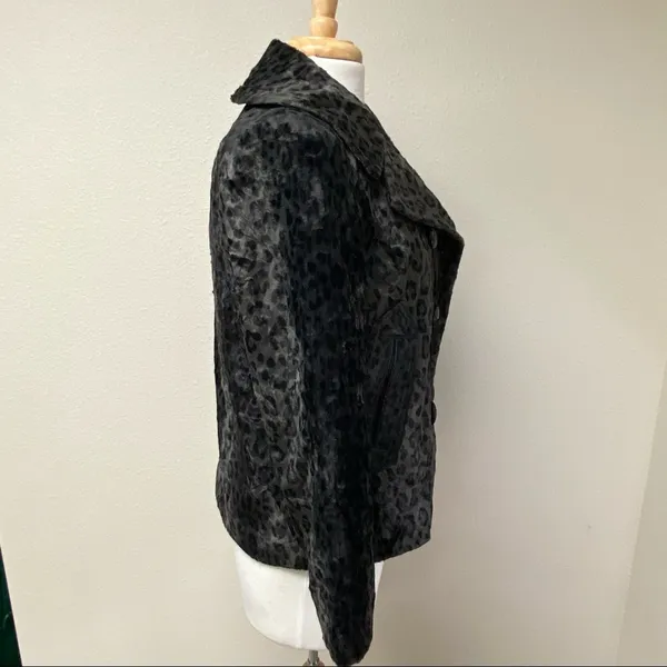 Milly Leopard Print Faux Fur Double Breasted Coat Jacket Small - Image 3