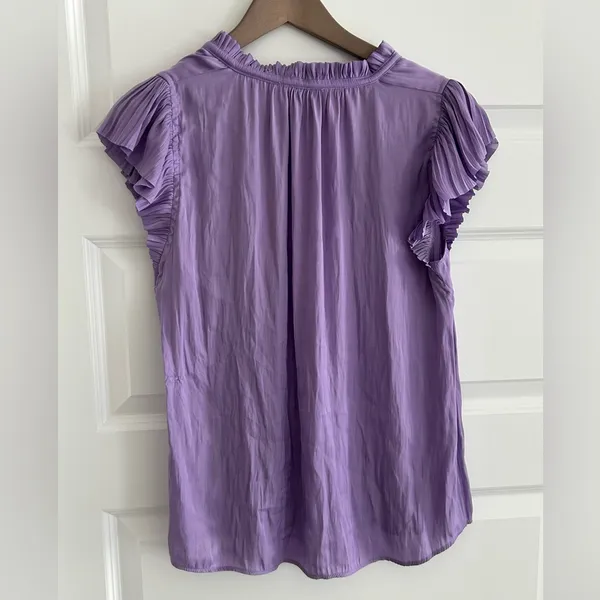 Current Air Ruffle Blouse Purple Lilac Size M - Image 7