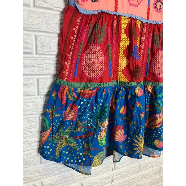 Farm Rio colorblocked mini‎ dress embroidery embellishment women's size large - Image 4
