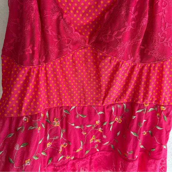 Y2K Victoria’s Secret Pink Mesh & Lace Embroidered Babydoll Cami Large - Image 2