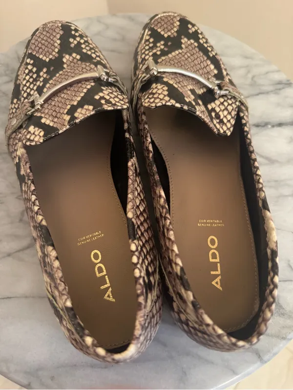 ALDO Snake Print Leather Loafers Women’s Size 9 Horsebit Slip On Flats - Image 9
