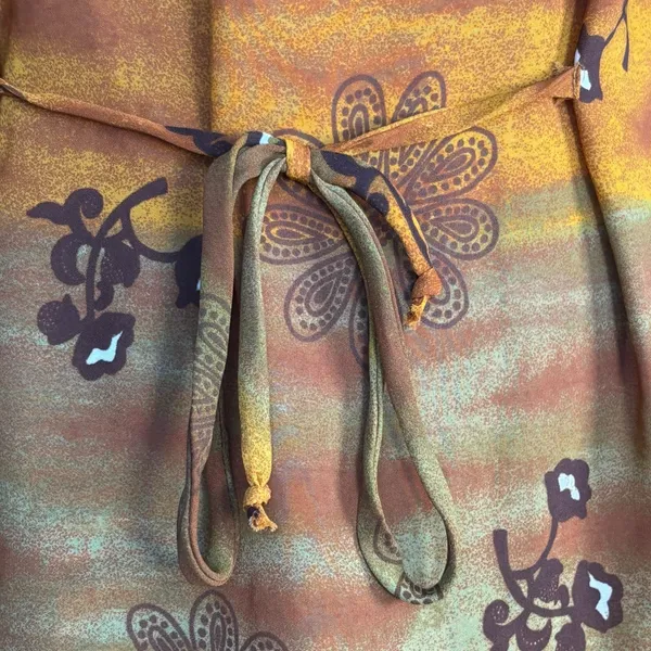 Vintage 90s Desert Sunset Sleeveless Grunge‎ Maxi Dress Geometric Floral Print - Image 5