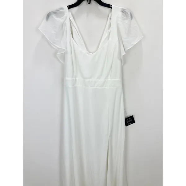 Lulus Simply Delightful White Tie Back Flutter Sleeve Maxi Dress Chiffon XL NWT - Image 6
