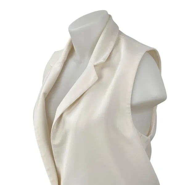 Abercrombie & Fitch White Notched Collar Sleeveless Vest Blazer Coat Jacket M - Image 3