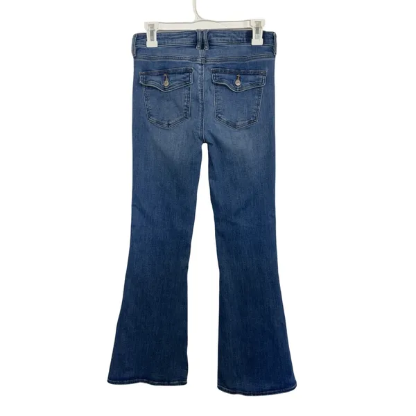 American Eagle Low Rise Flare Jeans 4 Long 31” Flap Pockets Next Level Stretch - Image 2