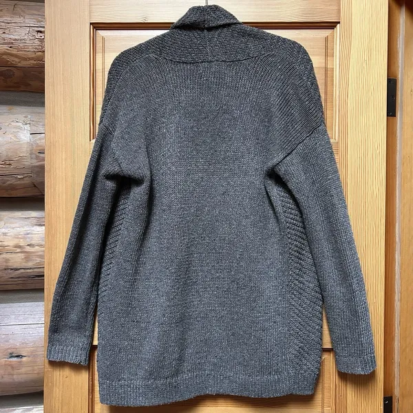 Banana Republic Women's Small Gray Wool Blend Open Cardigan Sweater Chunky Knit - Image 2