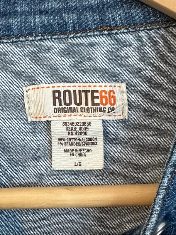 Vintage Route 66 Denim Jean Jacket, M/L - Image 4