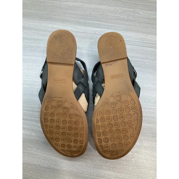 Coach Olympia Black Leather Thong Sandals - Image 4