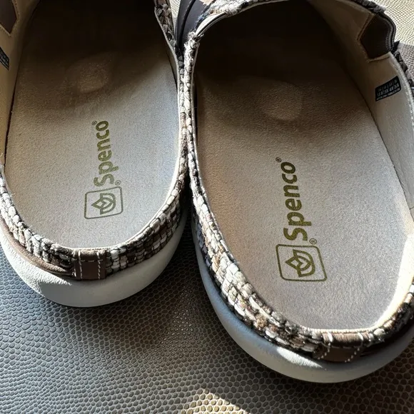 Elegant Brown Women's Mules with Patterned Trim - Image 4