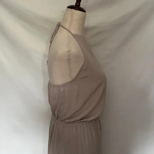 Show Me Your Mumu Halter Maxi Dress Sz M Taupe Sheer Coastal Old Money Neutral - Image 6