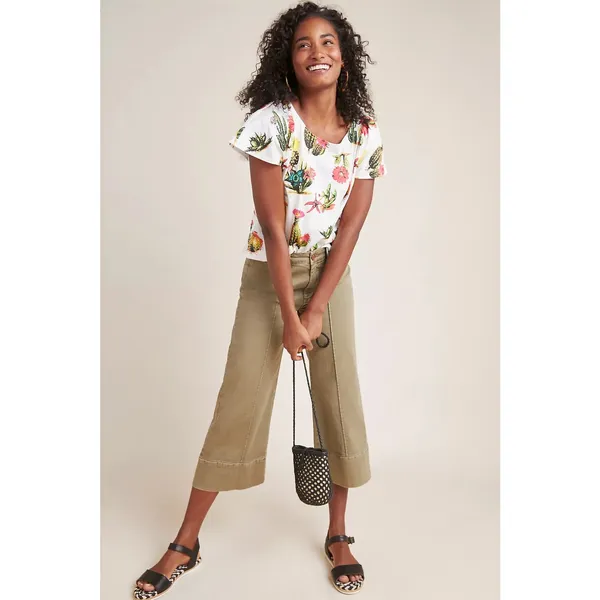 Anthropologie Eva Franco Cactus Tee Women's Blouse Top Shirt‎ S Cacti Succulent - Image 3