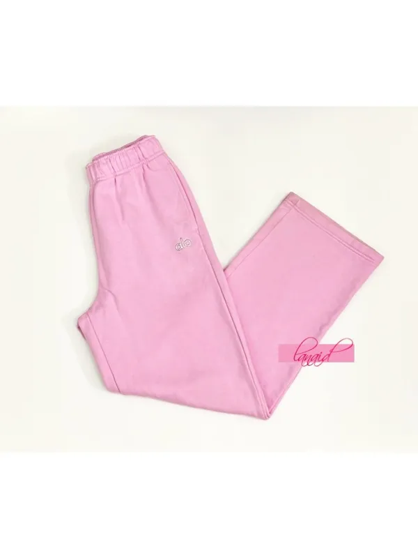 Alo Accolade Straight Leg Sweatpants Candy Heart Pink High-Rise Waist Joggers S - Image 11